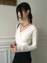 Chey ドレープラップクロップフードスウェットシャツ