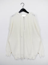 ダメージハーフジップアップフード/Damage Half Zip-Up Hood (3color)