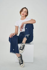 ワイドフィットハートシェイプ刺繍ジーンズ/CLASS:y  SEONYOU, LAPILLUS HAEUN, STAYC J, JOYURI WORN WIDE FIT HEART SHAPE EMBROIDERY JEAN [6887]