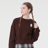 ウィティーバニークロップ丈スウェットシャツ／WITTY BUNNY CROP SWEATSHIRT [BROWN]