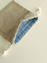 Two tone string pouch - beige M