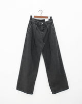 ピンタックブラックブルーワイドパンツ / no.5108 Pintuck Black Blue Wide Pants