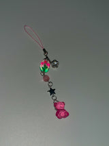 Pinky bear flower phone strap