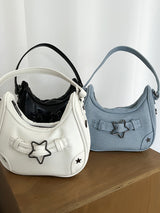 スタニーヴィンテージスターバックルデニムホーボショルダーバッグ / Staney Vintage Star Buckle Denim Hobo Shoulder Bag