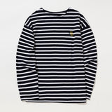 スモールロゴストライプロングスリーブTシャツ / SMALL LOGO STRIPE LONG SLEEVE T-SHIRT_NAVY