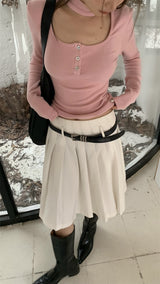 Square holy neck slim fit top