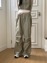 Tabe shirring jogger nylon pants set-up