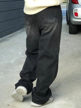Grayish wide denim pants 