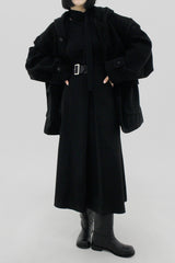 フーデッドウールハーフコート / Hooded wool half coat (2color)