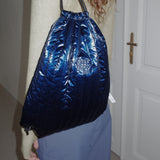 GLOSSY QUILTING STRING BAG_NAVY