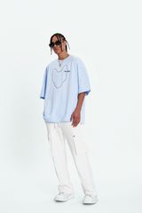 オーバーフィットラインドローイングTシャツ