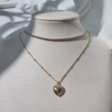  Modern Heart Rhinestone Layered Necklace - Gold Color (VIVIZ Sinb, Oh My Girl YooA, STAYC Seeun Necklace)