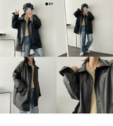 Conta leather long jacket