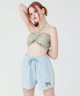 ANGEL EMBROIDERY TOWEL HALF PANTS (6584943673462)