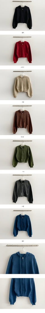 Pado Two-Way Cropped Knitwear Hooded Zip-Up