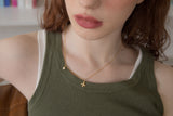 ハートクローバーペンダントサージカルチェーンネックレス/Heart clover pendant surgical chain necklace