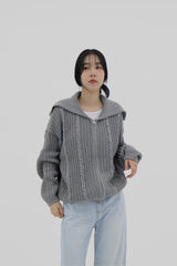 カラプレッツェルニットジップアップ / Kara pretzel knit zip-up (5color)