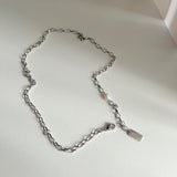 huu サージカルスチールヒップフレッシュウォーターパールボールド3ウェイネックレス / huu Surgical Steel Hip Fresh Water Pearl Bold Three-Way Necklace
