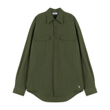 VZロゴビックオーバーフィットナイロンワークシャツカーキ/VZ Logo Big Over Fit Nylon Work Shirt Khaki (6683365277814)