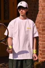 テニスボールクルーネックホワイトユニセックスTシャツ / Tennis ball crew neck white Unisex T-shirt