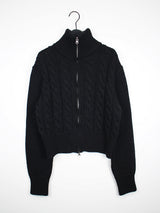ケーブル ハイネック ニット ジップアップ / Cable high neck knit zip-up (3color)