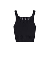 【OUTLET】フィッシュネットスクエアネックニットタンクトップ BLACK