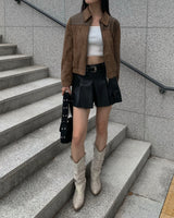 Leather cargo skirt pants
