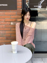 [5color]ジュエルサマーボートネック長袖ネットニット / Juel Summer Boat Neck Long Sleeve Net Knit