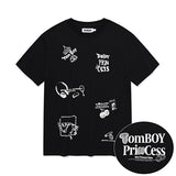 ドゥードゥルチェリートムボーイグラフィックTシャツ / DOODLE CHERRY TOMBOY GRAPHIC T-SHIRT [BLACK]