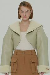  CROP SHEARLING JACKET / IVORY