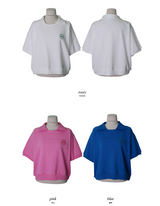 刺繍レタリング襟スウェットTシャツ (3color) (6698383999094)