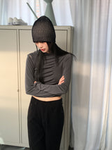 Shaz shirring shoulder slit hooded t-shirt