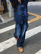 Deep ocean denim set up shirt