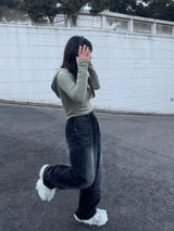 ボタンスリットスリムフーディー / Button Slit Slim Hoodie