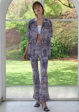 PRINTED FITTED PANTS (BLUE)