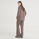 ウールストライプピンタックシャツ / Wool Stripe Pintuck Shirt (Brown)