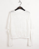 ペズルシースルーペイズリースリットクロップド長袖Tシャツ