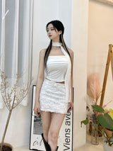 ベラスカーフコルセットトップセット/778. Bella scarf corset top set (2color)