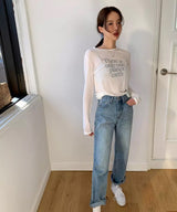 ミドルアップデニムパンツ