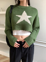 Limu Green Star Crop Knit