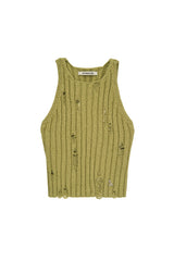 ディストレスドニットノースリーブ / DISTRESSED KNIT SLEEVELESS (MATCHA)