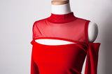 ジッパーショルダーメッシュクロップTシャツ/TOP(8304) Zipper Shoulder Mesh Crop Tee