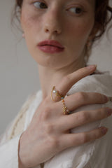 パールポイントドロップチェーンシュガーリング/Pearl point drop chain surgical ring