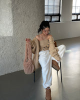 soft wool string jogger wide pants