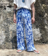 防水タイダイ プリーツ ワイドパンツ / [Made] Waterproof tie die pleats wide pants (2 colors)