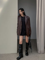 (UNISEX)ライニングレザーブレザー