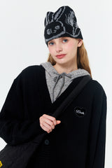 WITTY BUNNY GRAPHIC BEANIE [BLACK]