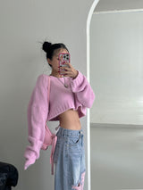 Pink Damage Wide Jeans