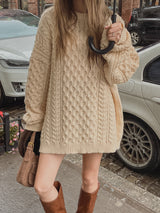 シオオーバーフィットミックスケーブルニット