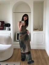ロエルメッシュロングワンピースセット